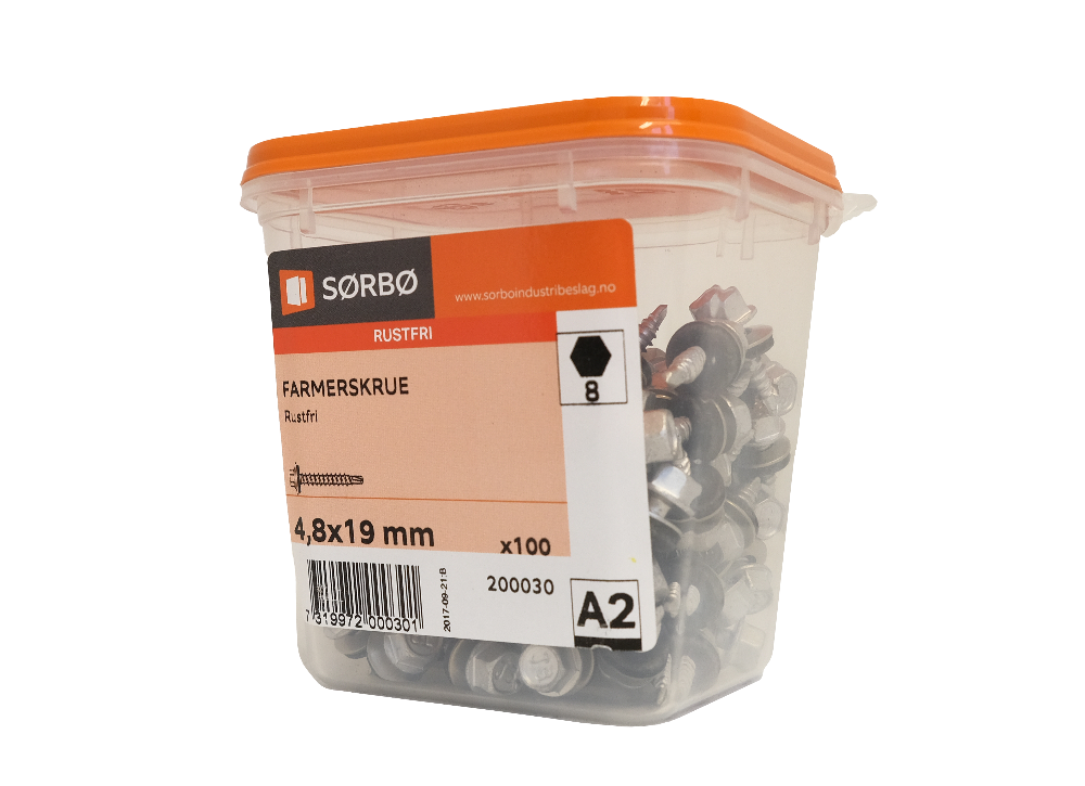 FARMERSKRUE 4,8X19 RF 100PK 8PK/KRT 8MM PIPEBITS