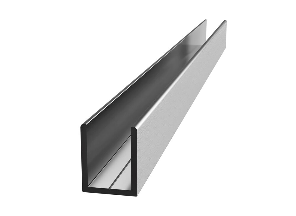 U-PROFIL 8MM GLASS BØRSTET         11,1X14X8,7X2500MM