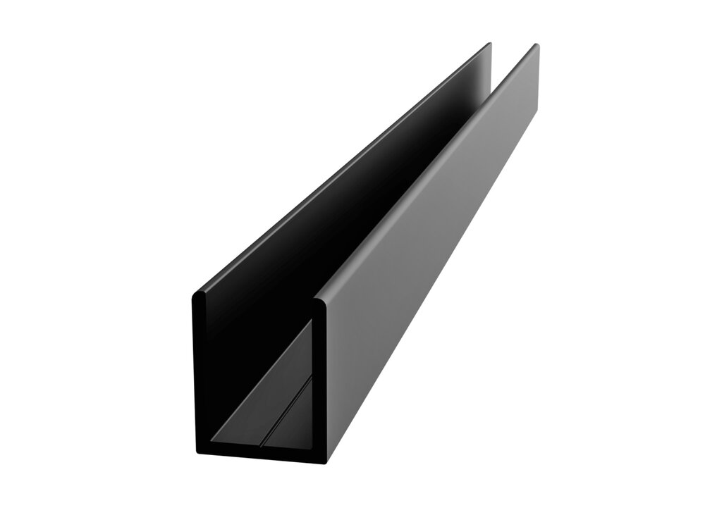 U-PROFIL 8MM GLASS SORT            11,1X14X8,7X2500MM