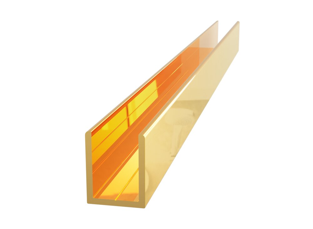 U-PROFIL 8MM GLASS POLERT MESSING  11,1X14X8,7X2500MM