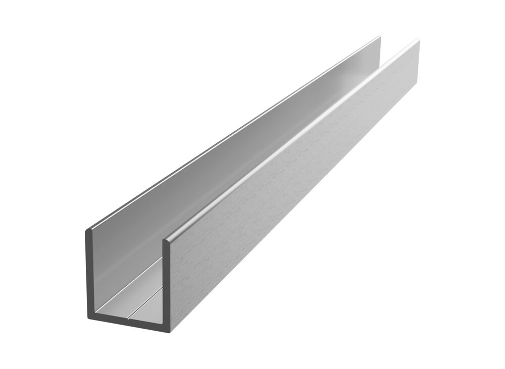 U-PROFIL 10MM GLASS BØRSTET        13,1X14X10,7X2500MM
