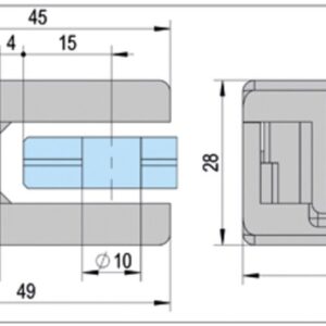 KLEMF RØR 45X45 6-11MM A4 BØRSTET  INKL SIKKERH.PIN. UTEN PA - Bilde 3